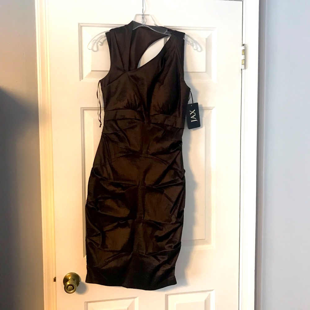 JAX brown taffeta dress. Lined. Size 6. NWT